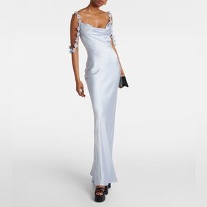 Self-Portrait Satin Flower Maxi Dress Size 8